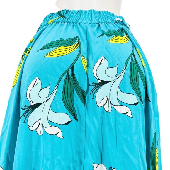 Worthington Maxi Skirt Suma Floral Faux Wrap Ruffle Blue Yellow Flowy Size M - Picture 5 of 10